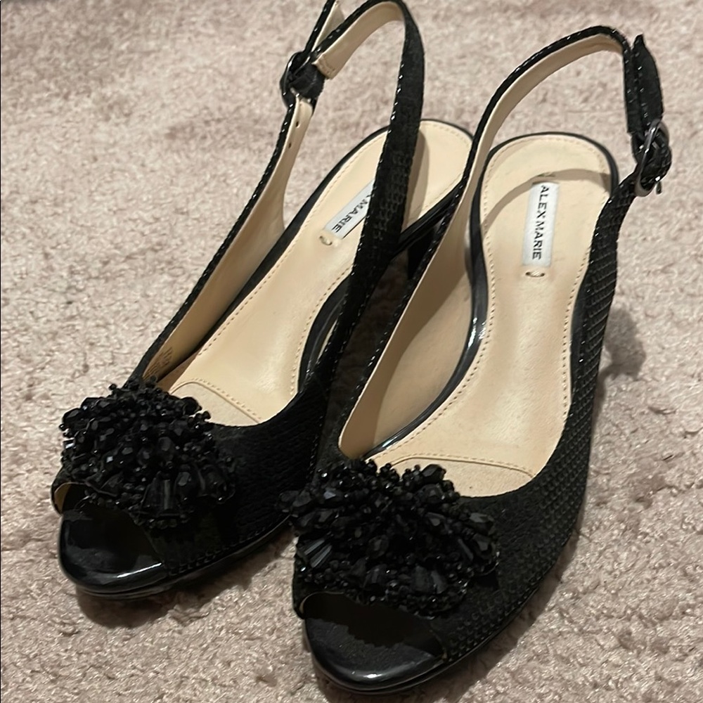 Alex Marie Black Slingback Heels